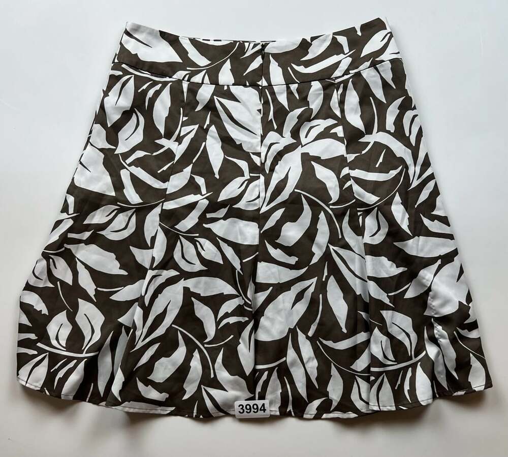 Esprit Collection Brown and White Leaf Print A-Line Skirt